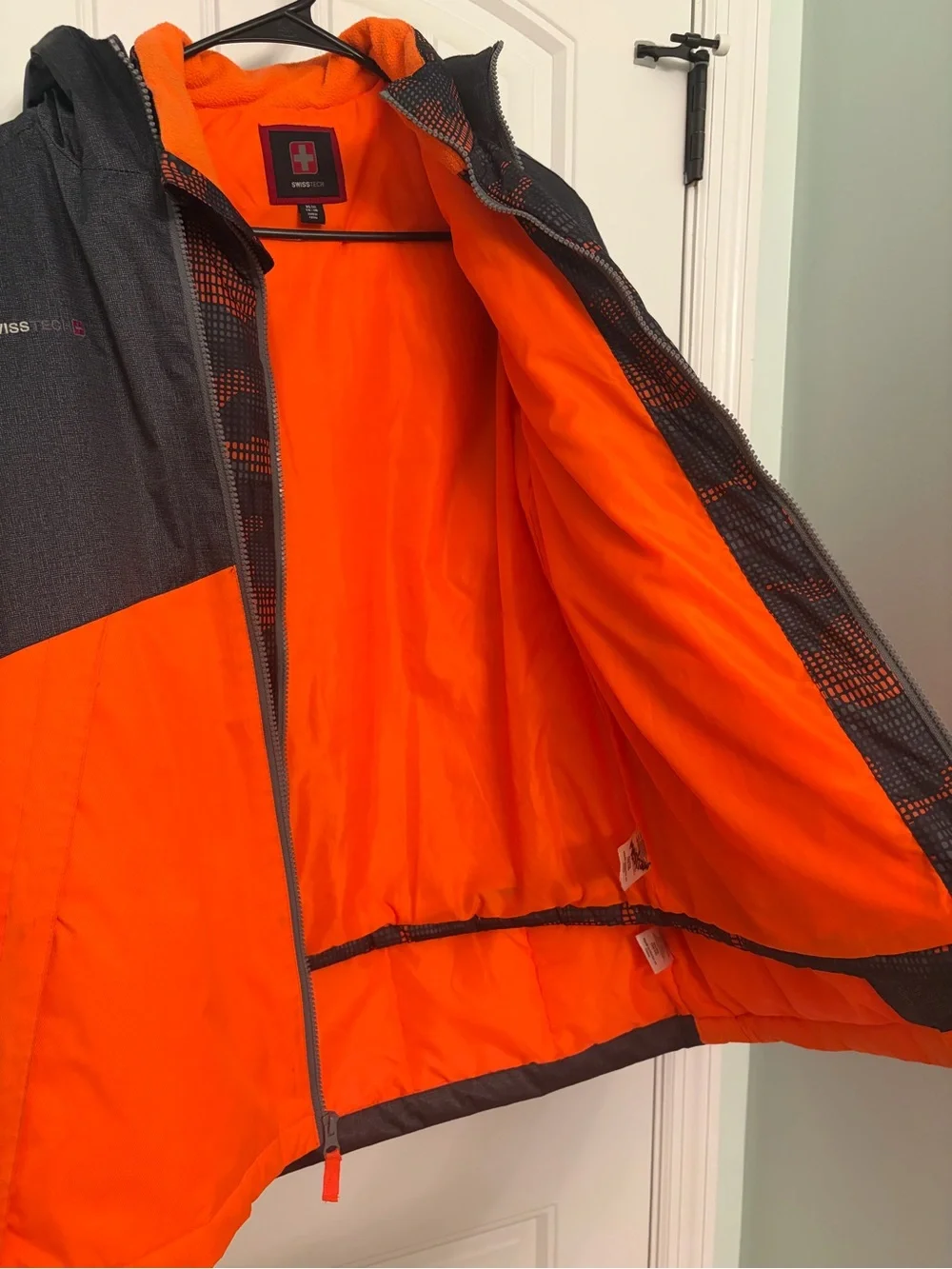 Swiss Tech Youth Orange and Gray Ski Jacket with Hood